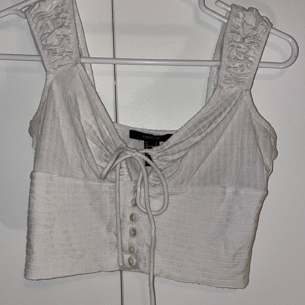 White tank top button down sinch tie